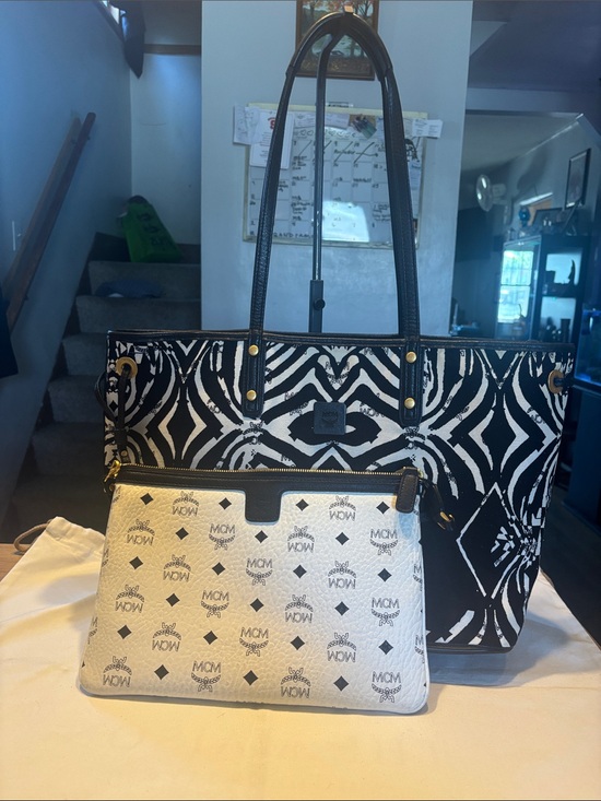 MCM Handbags - MCM limited edition reversibleBlack & White Patterned Tote with limited Pouch